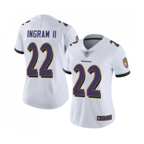 Women's Baltimore Ravens 22 Mark Ingram II White Vapor Untouchable Limited Player Football Jersey