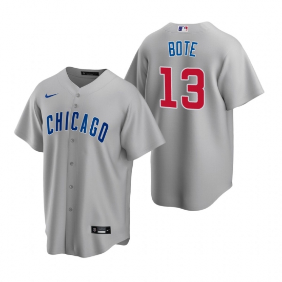 Men's Nike Chicago Cubs 13 David Bote Gray Road Stitched Baseball Jersey