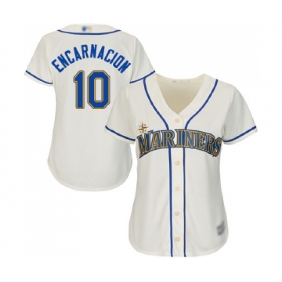 Women's Seattle Mariners 10 Edwin Encarnacion Replica Cream Alternate Cool Base Baseball Jersey