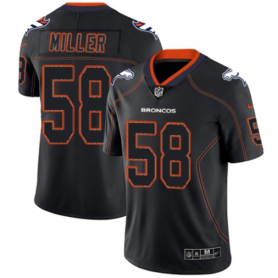 Men's Nike Denver Broncos 58 Von Miller Limited Lights Out Black Rush NFL Jersey