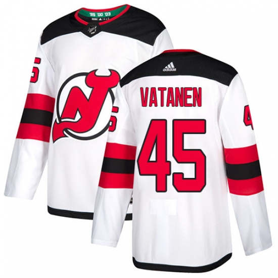 Men's Adidas New Jersey Devils 45 Sami Vatanen Authentic White Away NHL Jersey