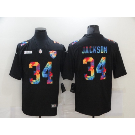 Men's Oakland Raiders 34 Bo Jackson Rainbow Version Nike Limited Jersey