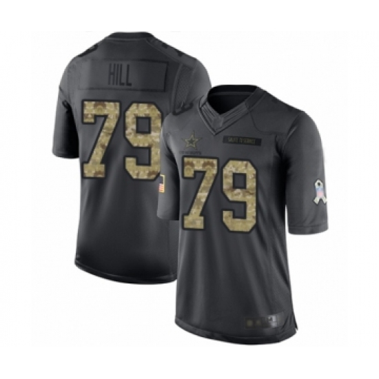 Men's Dallas Cowboys 79 Trysten Hill Limited Black 2016 Salute to Service Football Jersey