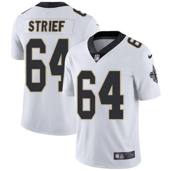 Youth Nike New Orleans Saints 64 Zach Strief White Vapor Untouchable Limited Player NFL Jersey