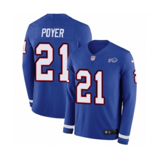 Men's Nike Buffalo Bills 21 Jordan Poyer Limited Royal Blue Therma Long Sleeve NFL Jersey