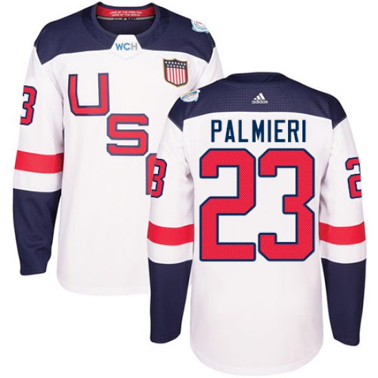 Men's Adidas Team USA 23 Kyle Palmieri Premier White Home 2016 World Cup Ice Hockey Jersey
