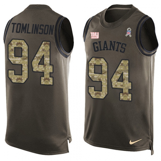 Men's Nike New York Giants 94 Dalvin Tomlinson Limited Green Salute to Service Tank Top NFL Jersey