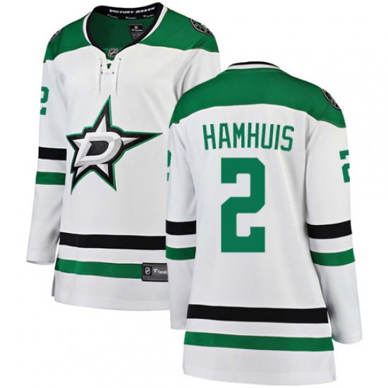 Women's Dallas Stars 2 Dan Hamhuis Authentic White Away Fanatics Branded Breakaway NHL Jersey