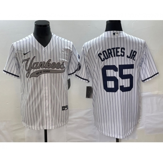 Men's New York Yankees 65 Nestor Cortes Jr White Cool Base Stitched Baseball Jersey