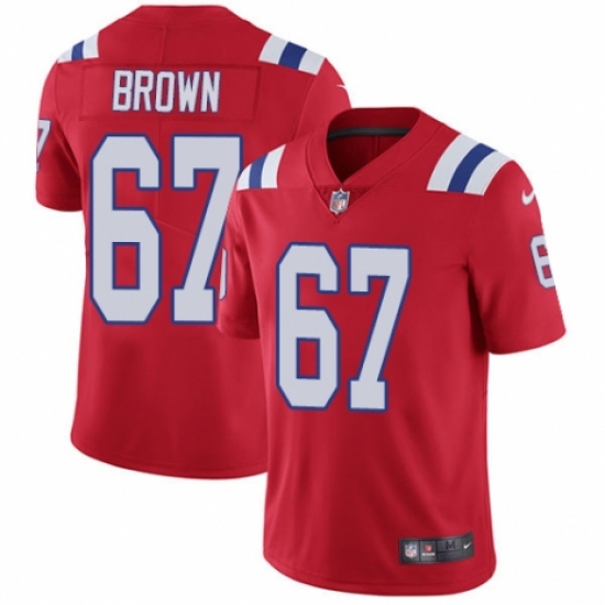 Men's Nike New England Patriots 67 Trent Brown Red Alternate Vapor Untouchable Limited Player NFL Jersey