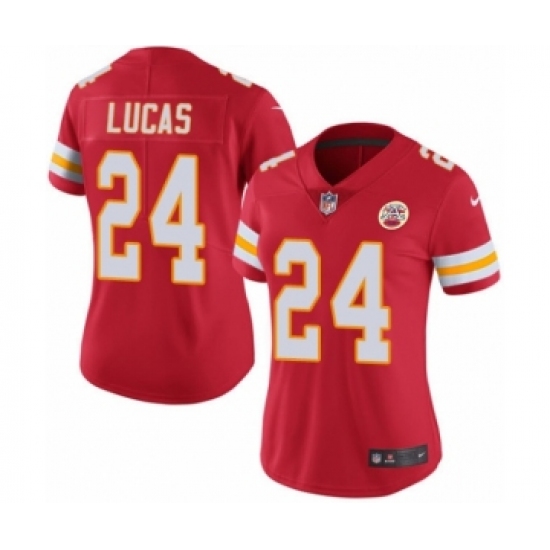 Women's Nike Kansas City Chiefs 24 Jordan Lucas Red Team Color Vapor Untouchable Limited Player NFL Jersey