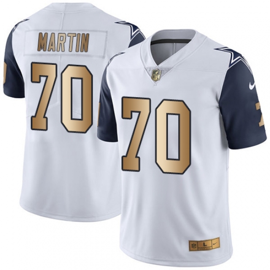 Men's Nike Dallas Cowboys 70 Zack Martin Limited White/Gold Rush NFL Jersey