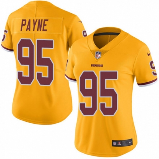 Women's Nike Washington Redskins 95 Da'Ron Payne Limited Gold Rush Vapor Untouchable NFL Jersey