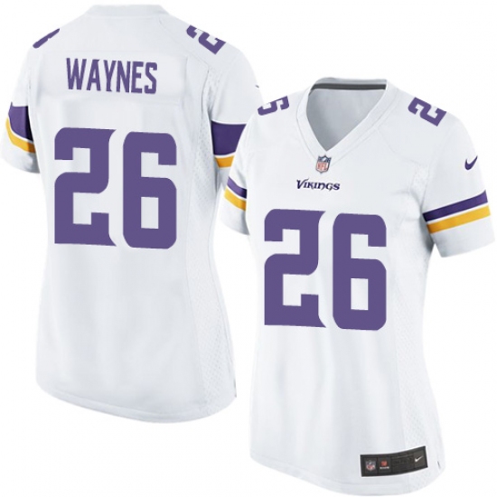 Women's Nike Minnesota Vikings 26 Trae Waynes Game White NFL Jersey
