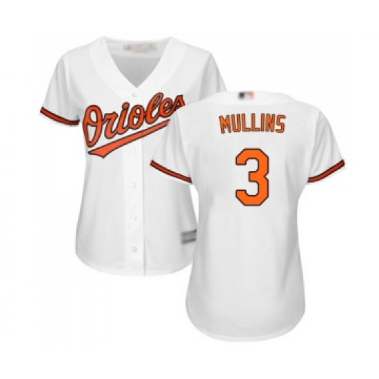 Women's Baltimore Orioles 3 Cedric Mullins Replica White Home Cool Base Baseball Jersey