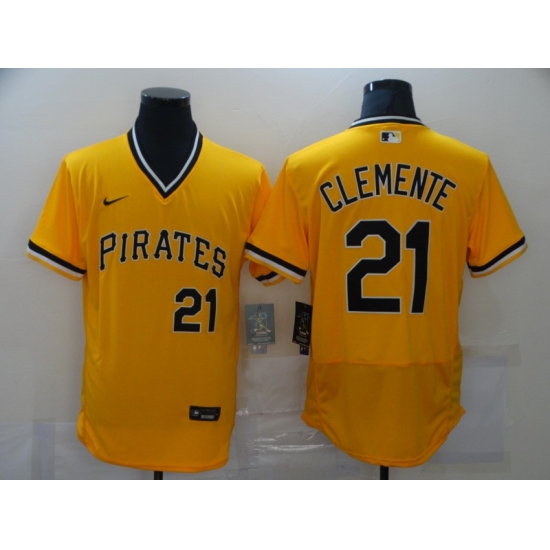 Men's Nike Pittsburgh Pirates 21 Roberto Clemente Gold MLB Jersey