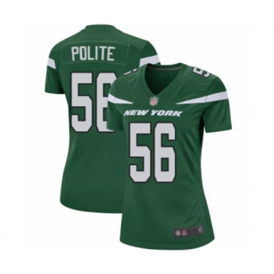 Women's New York Jets 56 Jachai Polite Game Green Team Color Football Jersey