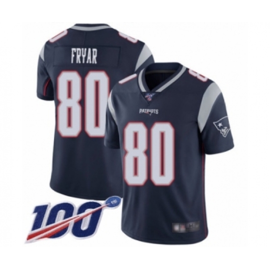 Men's New England Patriots 80 Irving Fryar Navy Blue Team Color Vapor Untouchable Limited Player 100th Season Football Jersey