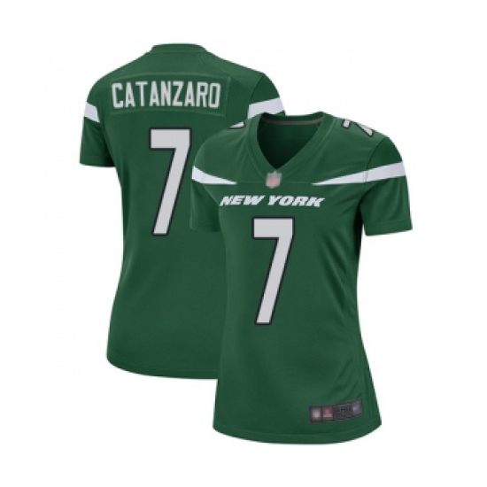 Women's New York Jets 7 Chandler Catanzaro Game Green Team Color Football Jersey