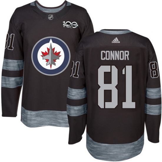 Men's Adidas Winnipeg Jets 81 Kyle Connor Premier Black 1917-2017 100th Anniversary NHL Jersey