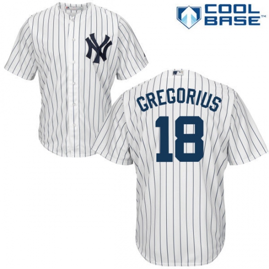 Youth Majestic New York Yankees 18 Didi Gregorius Replica White Home MLB Jersey