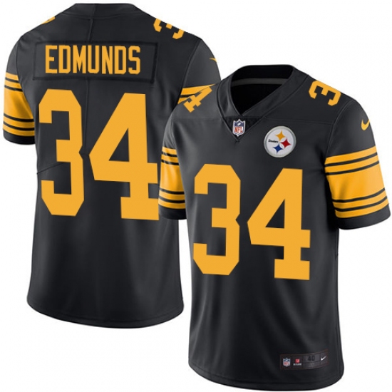 Men's Nike Pittsburgh Steelers 34 Terrell Edmunds Limited Black Rush Vapor Untouchable NFL Jersey