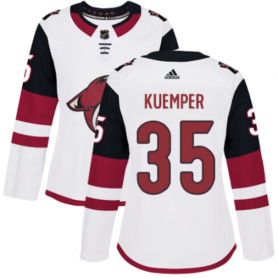 Women's Adidas Arizona Coyotes 35 Darcy Kuemper Authentic White Away NHL Jersey