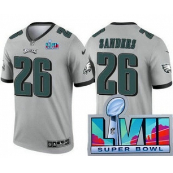 Men's Philadelphia Eagles 26 Miles Sanders Limited Gray Inverted Super Bowl LVII Vapor Jersey