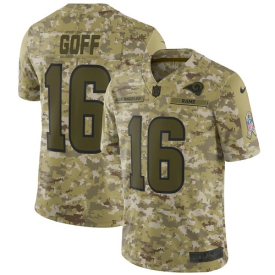 Men's Nike Los Angeles Rams 16 Jared Goff Limited Camo 2018 Salute to Service NFL Jersey