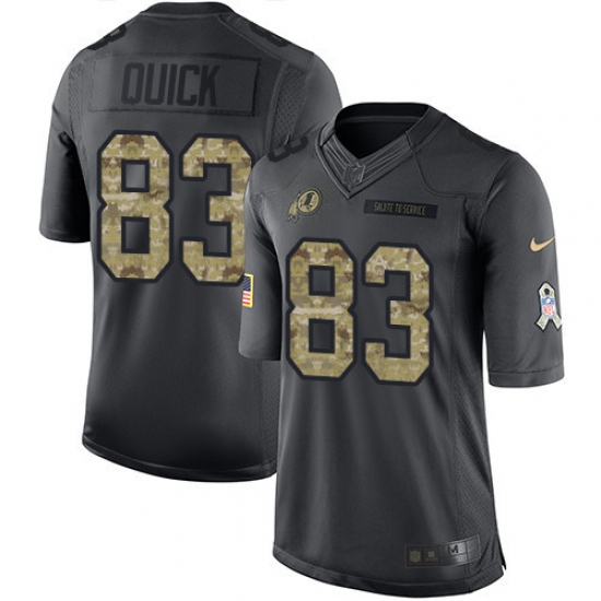 Men's Nike Washington Redskins 83 Brian Quick Limited Black 2016 Salute to Service NFL Jersey