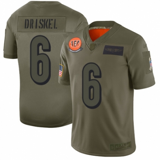 Men's Cincinnati Bengals 6 Jeff Driskel Limited Camo 2019 Salute to Service Football Jersey
