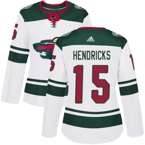 Women's Adidas Minnesota Wild 15 Matt Hendricks Authentic White Away NHL Jersey
