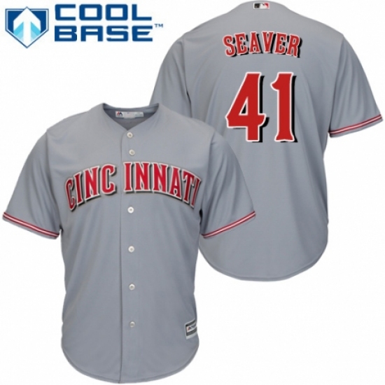 Youth Majestic Cincinnati Reds 41 Tom Seaver Authentic Grey Road Cool Base MLB Jersey