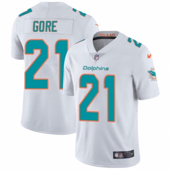 Men's Nike Miami Dolphins 21 Frank Gore White Vapor Untouchable Limited Player NFL Jersey