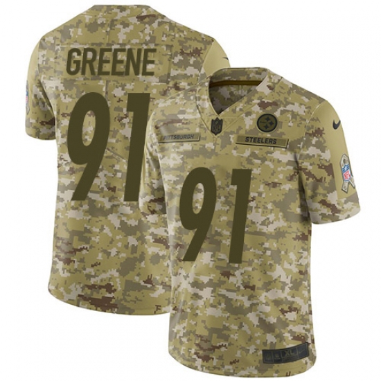 Youth Nike Pittsburgh Steelers 91 Kevin Greene Limited Camo 2018 Salute to Service NFL Jersey