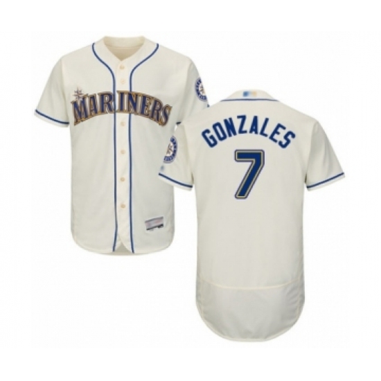 Men's Seattle Mariners 7 Marco Gonzales Cream Alternate Flex Base Authentic Collection Baseball Player Jersey