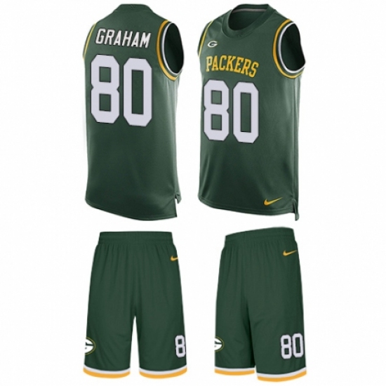 Men's Nike Green Bay Packers 80 Jimmy Graham Limited Green Tank Top Suit NFL Jersey