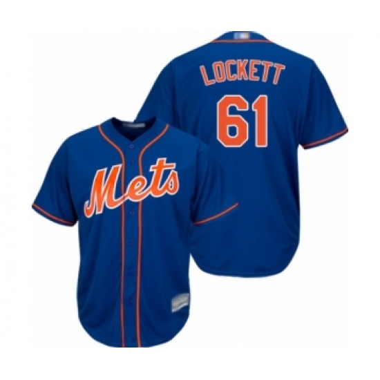 Youth New York Mets 61 Walker Lockett Authentic Royal Blue Alternate Home Cool Base Baseball Player Jersey