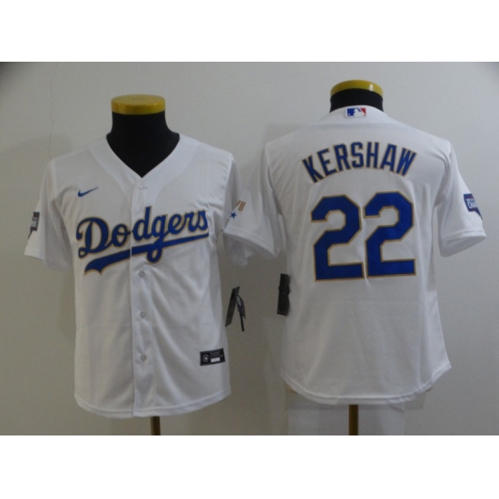 Youth Nike Los Angeles Dodgers 22 Clayton Kershaw White Champions Jersey