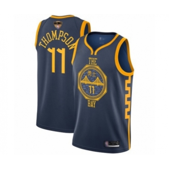 Men's Golden State Warriors 11 Klay Thompson Swingman Navy Blue Basketball 2019 Basketball Finals Bound Jersey - City Edition