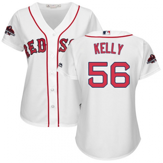 Women's Majestic Boston Red Sox 56 Joe Kelly Authentic White Home 2018 World Series Champions MLB Jersey
