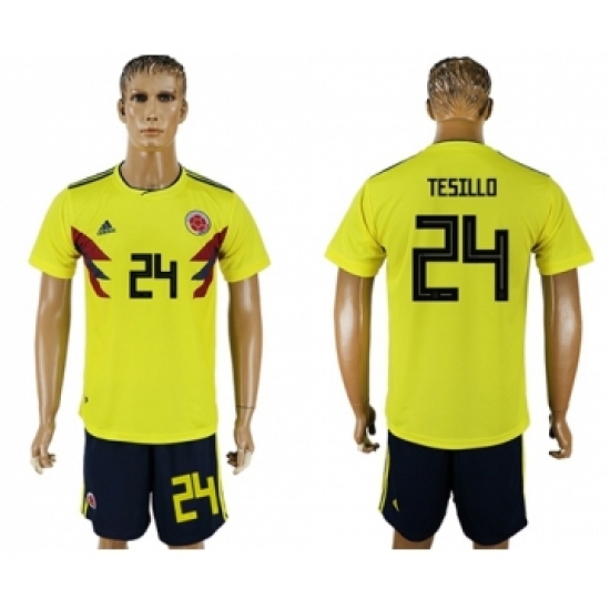 Colombia 24 Tesillo Home Soccer Country Jersey