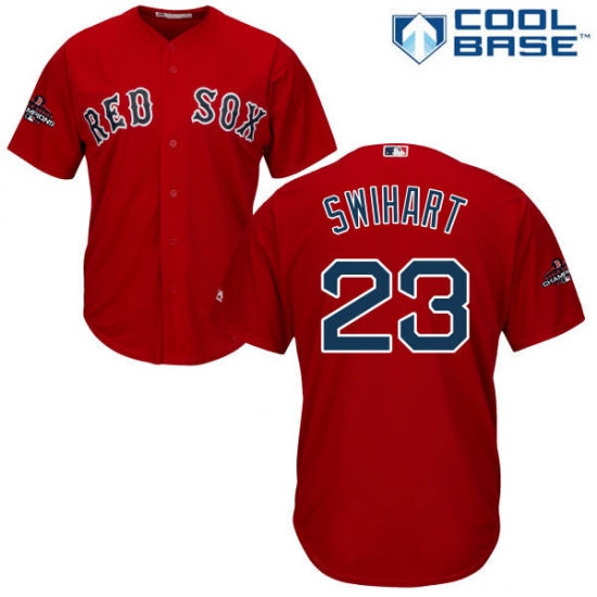 Youth Majestic Boston Red Sox 23 Blake Swihart Authentic Red Alternate Home Cool Base 2018 World Series Champions MLB Jersey