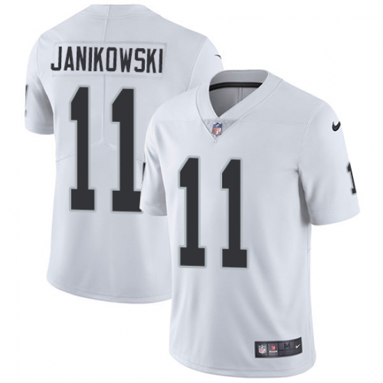 Men's Nike Oakland Raiders 11 Sebastian Janikowski White Vapor Untouchable Limited Player NFL Jersey