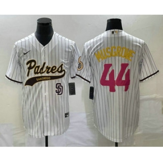 Men's San Diego Padres 44 Joe Musgrove White Pinstripe 2023 City Connect Cool Base Stitched Jersey