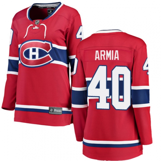 Women's Montreal Canadiens 40 Joel Armia Authentic Red Home Fanatics Branded Breakaway NHL Jersey