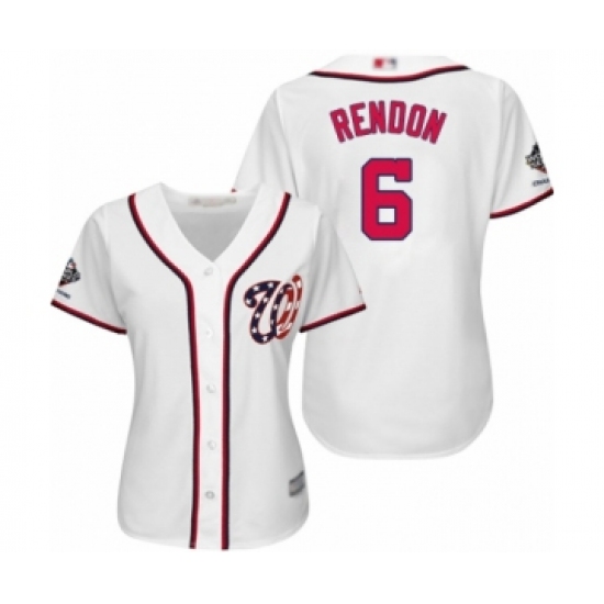 Women's Washington Nationals 6 Anthony Rendon Authentic White Home Cool Base 2019 World Series Champions Baseball Jersey