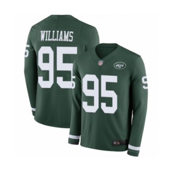 Men's New York Jets 95 Quinnen Williams Limited Green Therma Long Sleeve Football Jersey