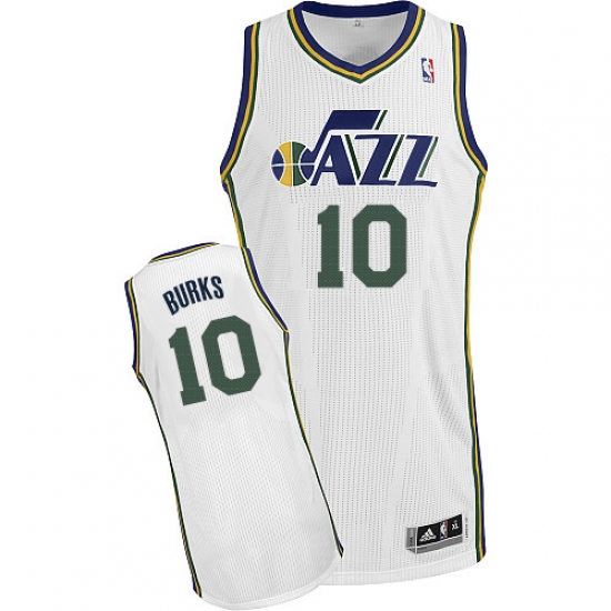 Men's Adidas Utah Jazz 10 Alec Burks Authentic White Home NBA Jersey