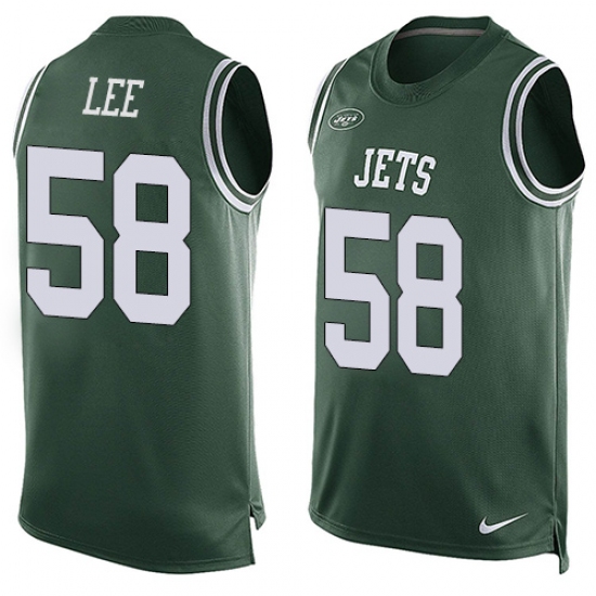 Men's Nike New York Jets 58 Darron Lee Limited Green Player Name & Number Tank Top NFL Jersey